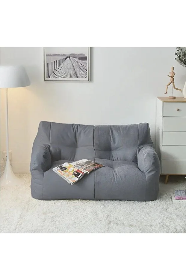  Lüx Konfor Çift Kişilik Mikro Partikül Süngerli Koltuk - Koyu Gri